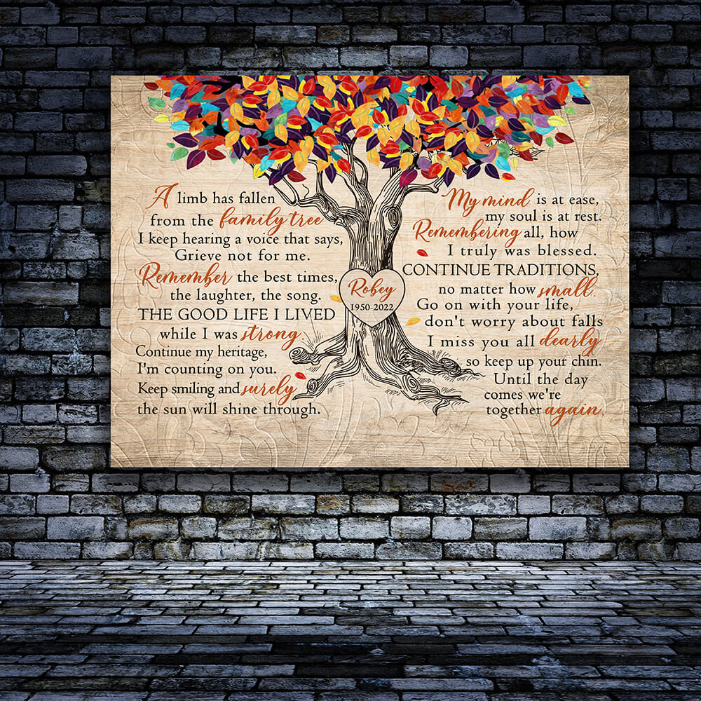 A Limb Has Fallen From The Family Tree In Loving Memory Custom Canvas, In Loving Memory Canvas, Condolence Canvas, Remembrance Canvas, Sympathy Gifts