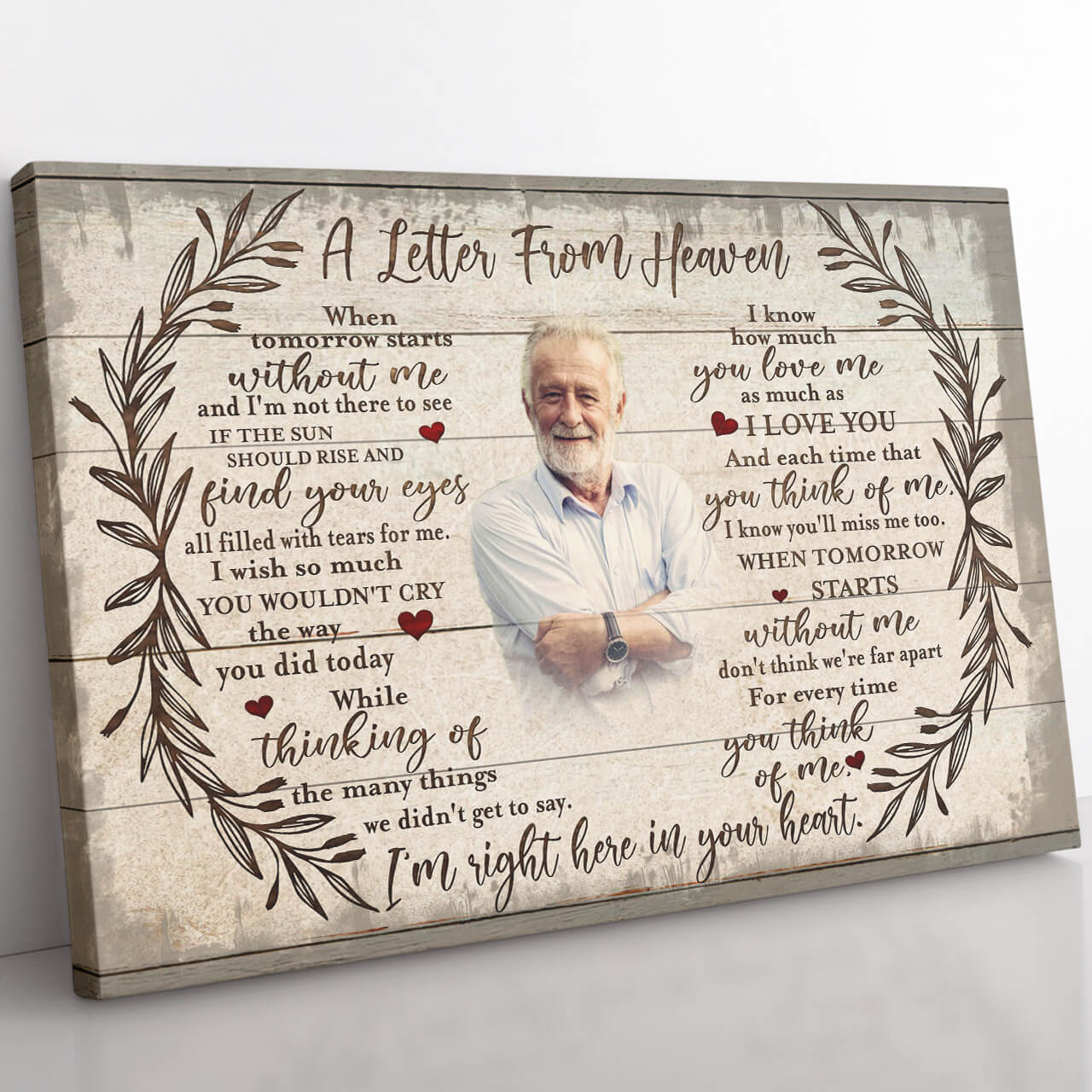 A Letter from Heaven Personalized Words of Sympathy Message Canvas